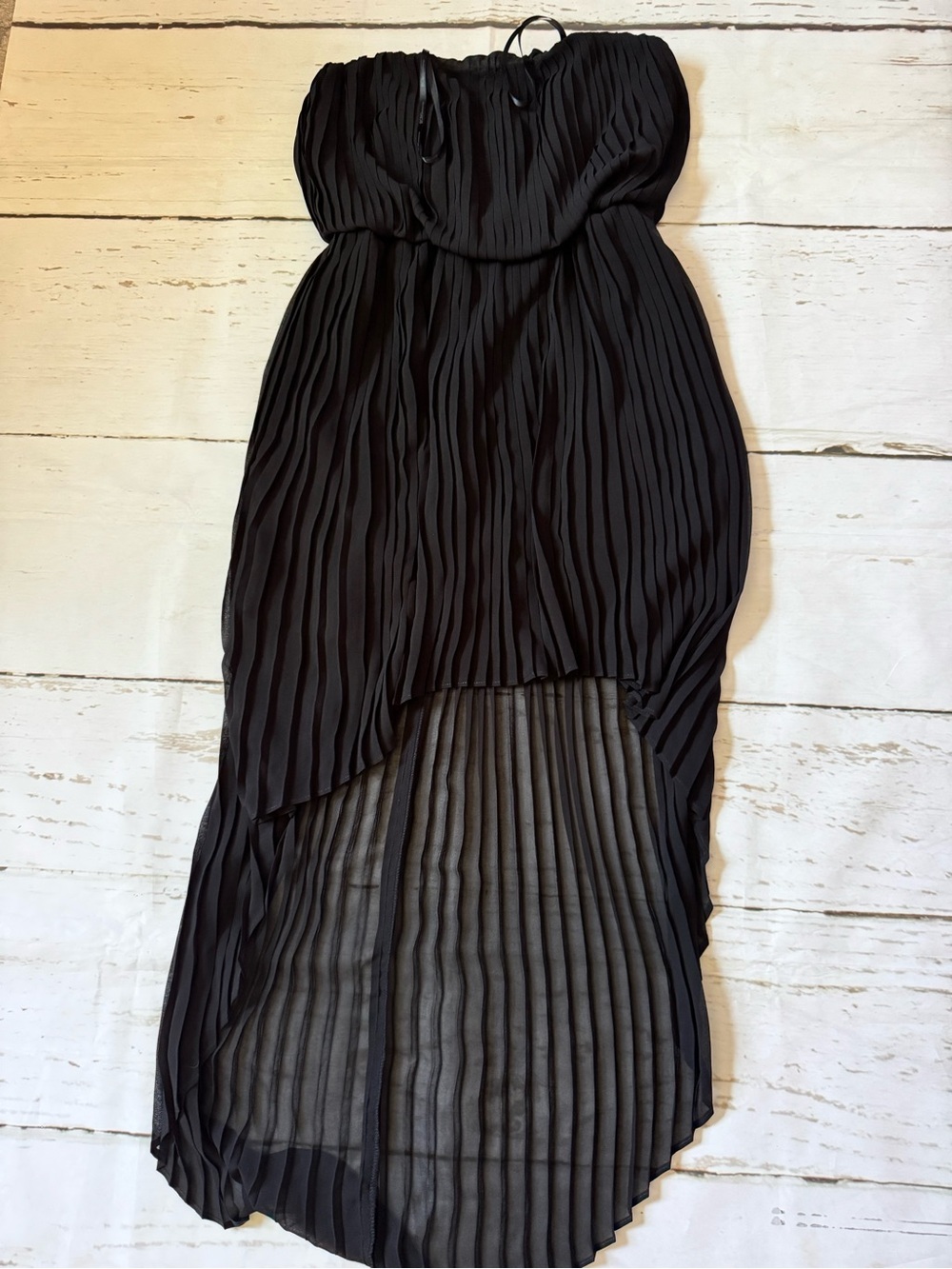 BCBG NWT Black Strapless Pleated High-Low Dress